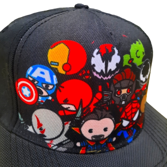 Marvel Superhero Cartoon Kawaii Character Baseball Cap Black Wool Blend 115665 - Picture 3 of 13